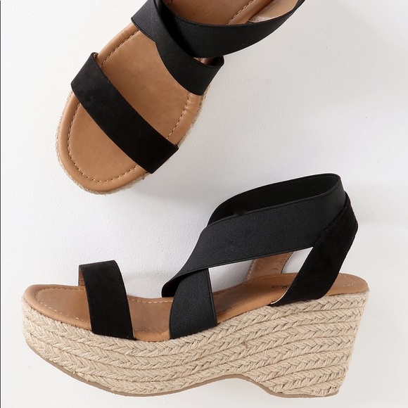 Black Platform Espadrille Sandals - Picture 4 of 10
